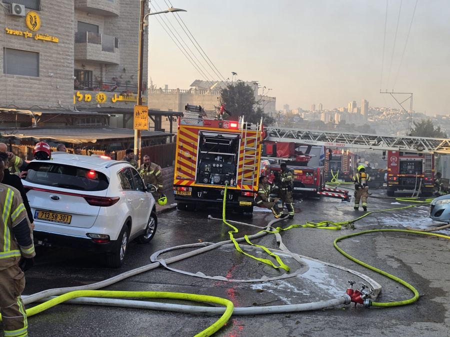 القدس - بيت صفافا : حريق كبير في مبنى من اربع طوابق